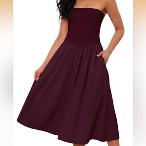 Elegant Burgundy Strapless Dress